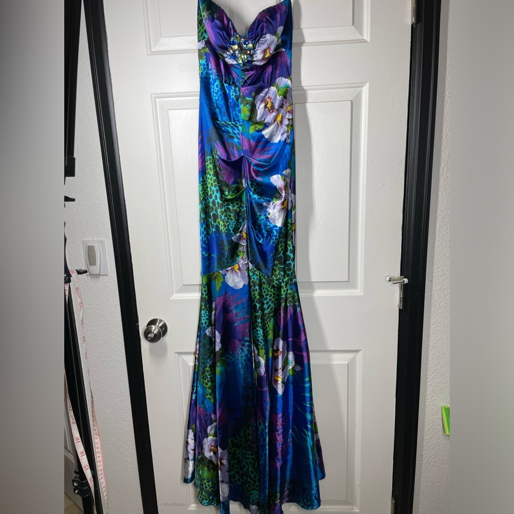 Cache Blue Strapless Mermaid Dress Sz 4